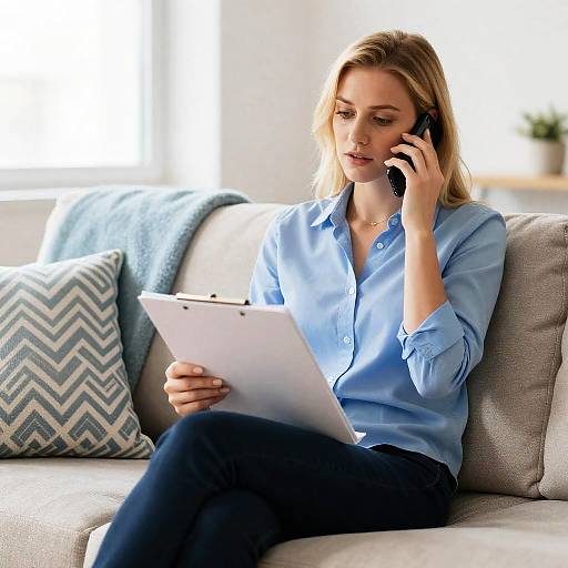 Focused Woman in Casual Home Office Setting