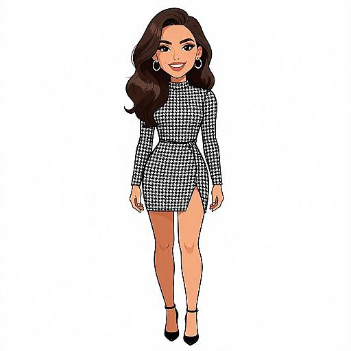 Chic Woman in Houndstooth Mini Dress