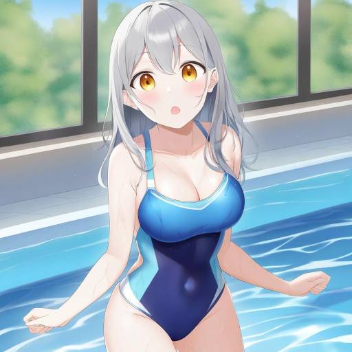 Excited Girl in a Wave Pool Scene