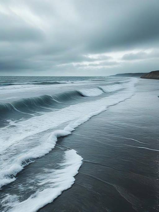 Serene Ocean Waves Under Changing Skies