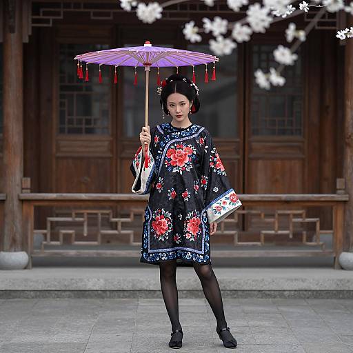 Elegant East Asian Woman in Traditional Attire