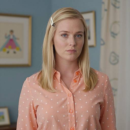 Portrait of a Woman in Peach Blouse
