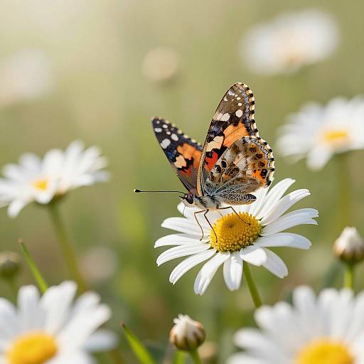 Serene Butterfly on a Blooming Daisy