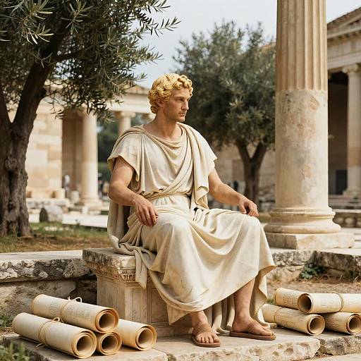 Blonde Greek Philosopher in Ancient Agora