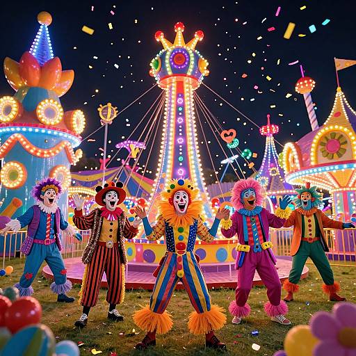Colorful Clowns at Bright Carnival