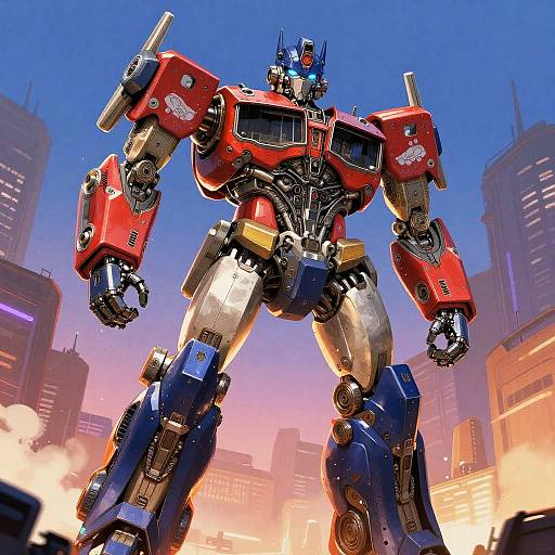 Futuristic Transformer Robot Mid-Transformation