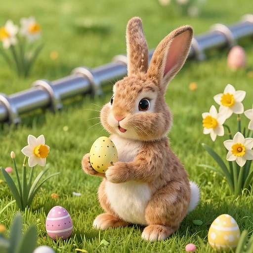 Hyperrealistic 3D Easter Bunny Scene