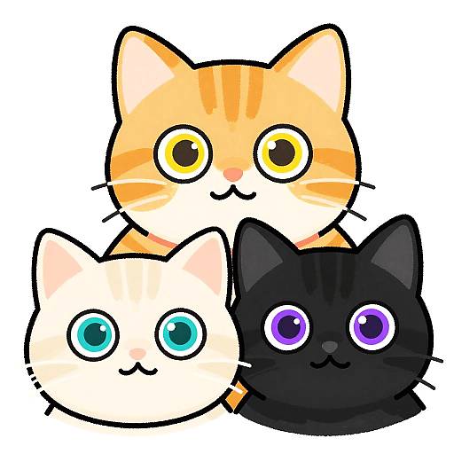 Playful Cartoon Kittens Trio