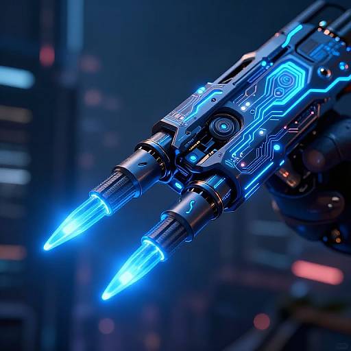 Futuristic Neon Energy Weapon Close-Up