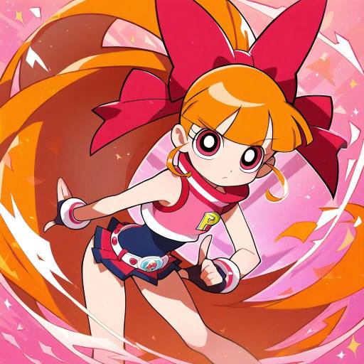 Illustration of Akazutsumi momoko, powerpuff girls z in the style of Kara (color)