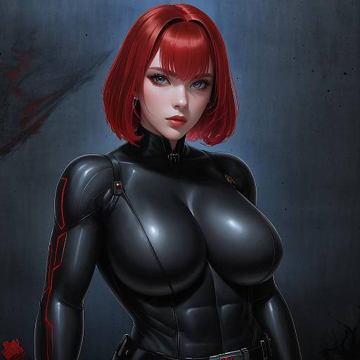 Illustration of Black widow, marvel in the style of Putcher