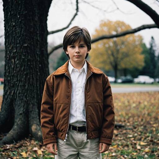 Boy in Brown Jacket Standing Outdoors