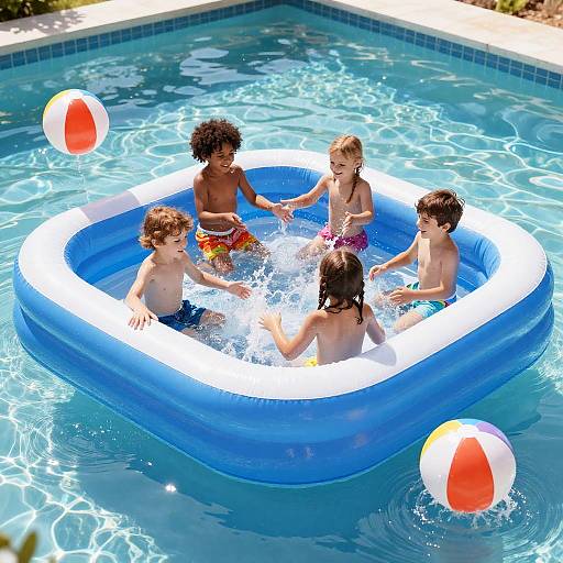 Cheerful Summer Day with Inflatable Pool