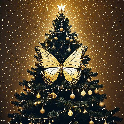 Surreal Christmas Tree with Butterfly Lights