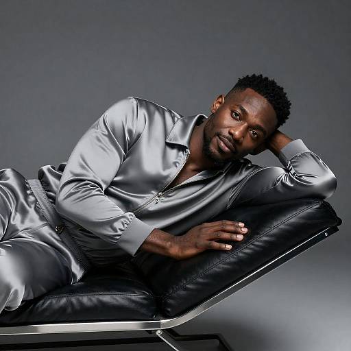 Relaxed Man in Stylish Silver Attire