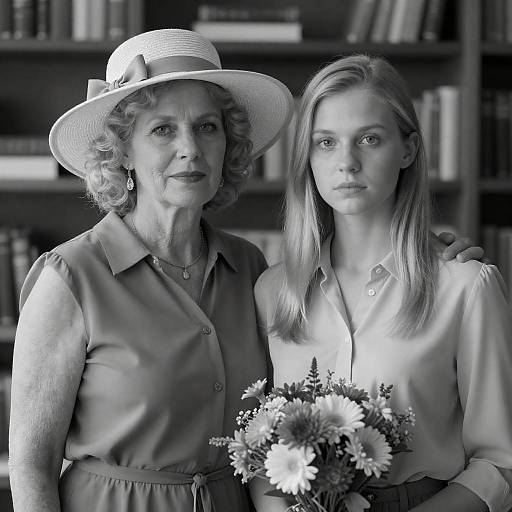 Intimate Black and White Portrait of Two Women