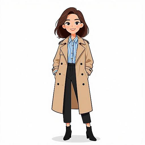 Stylish Woman in Camel Trench Coat