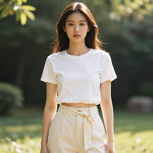 Confident Woman in Serene Garden