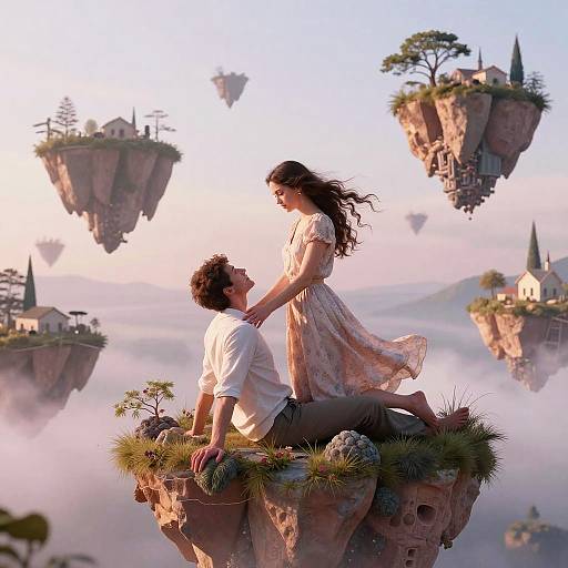 Surreal Dreamlike Woman Above Man