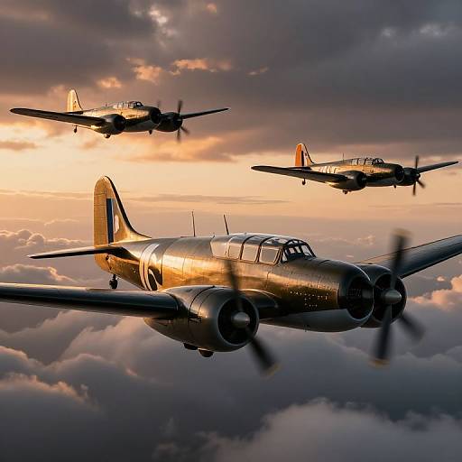 Vintage WWII Bombers at Sunset