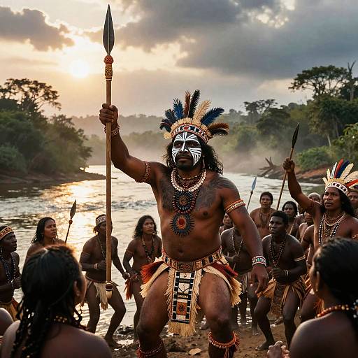 Cacique Rallying Tribe at Dawn
