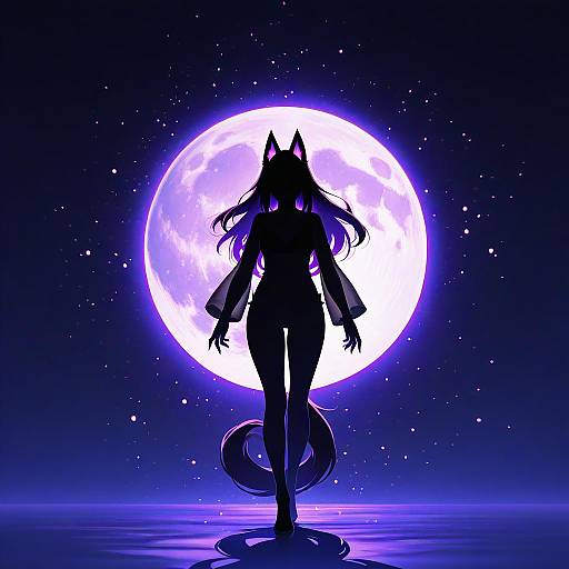 Cyan Wolf Spirits Under Moonlight