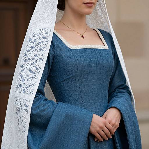 Medieval Woman in Blue Dress