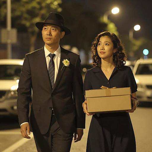 Nighttime Stroll: Elegance in Darkness