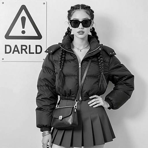 Stylish Woman in Monochrome Fashion