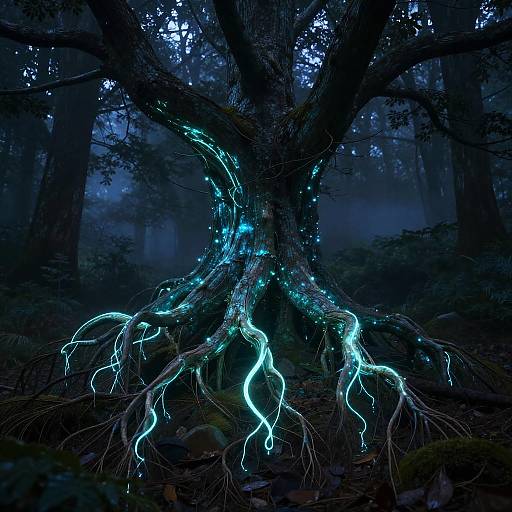 Bioluminescent Glowing Tree Roots