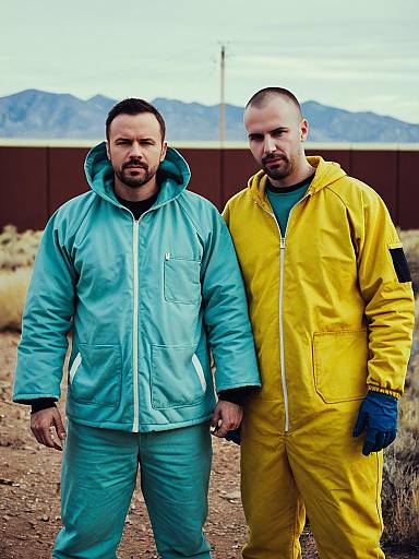 Men in Walter White and Jesse Pinkman Costumes