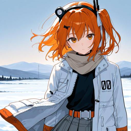 Thoughtful Cowgirl in a Snowy Landscape