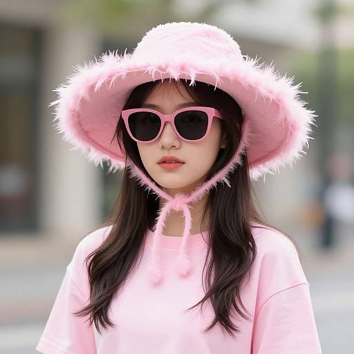 Stylish Woman in Pink Feather Hat