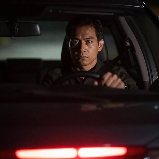 Moody Night Car Portrait with Red Lights