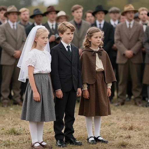 Three Children in Historical Scene