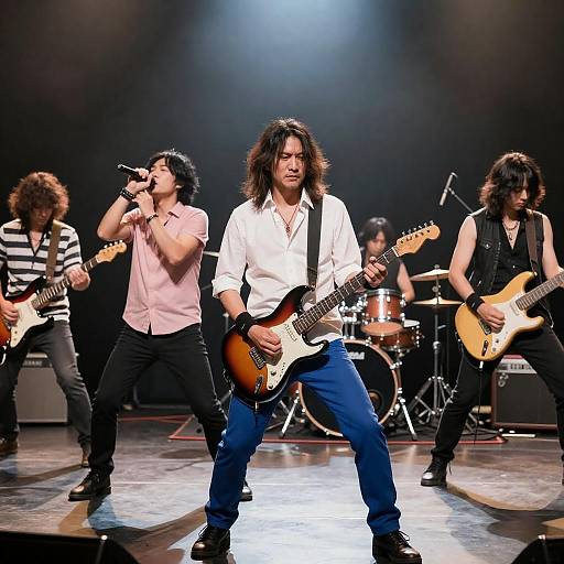 Dynamic Rock Band Performance on Stage