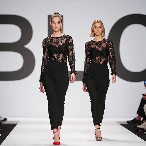 Stylish Women Walking on Runway