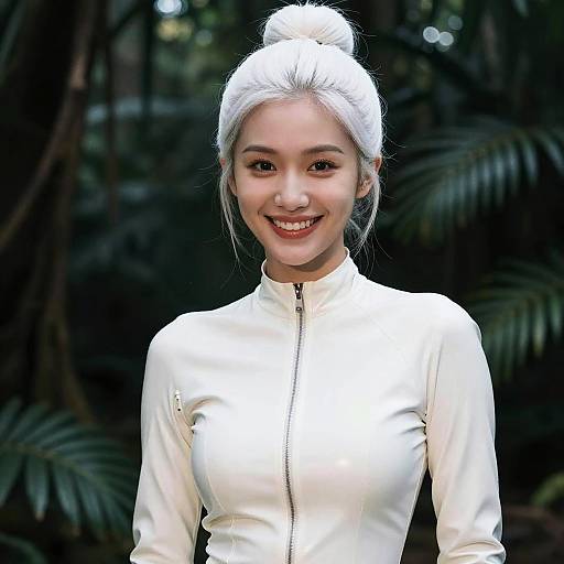 Cinematic Jungle Portrait of a Smiling Girl