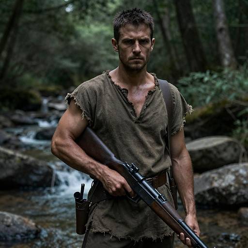 Rugged Survivor by Rocky Forest Stream