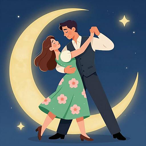 Romantic Dance on a Crescent Moon
