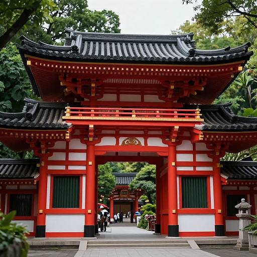 Majestic Red and Black Temple Gate