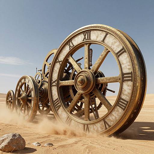 Steampunk Clockwork Wheels in Desert