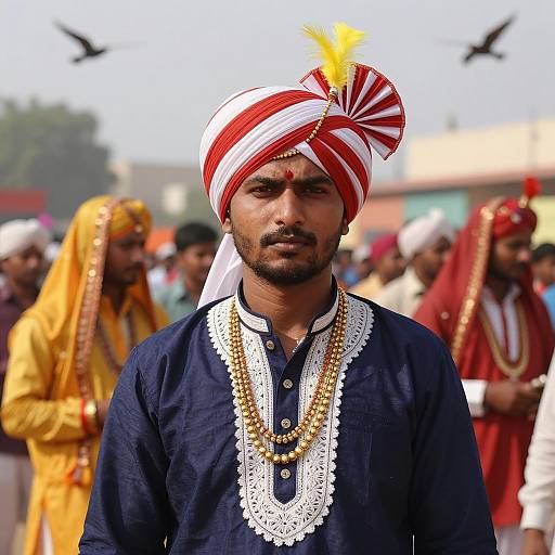 Indian Man in Traditional Rajasthani Attire