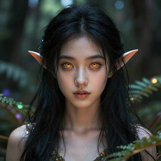 Enchanting Forest Nymph with Amber Eyes