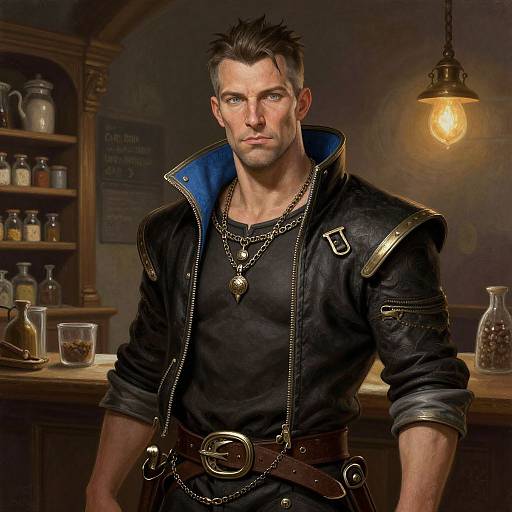 Cyberpunk Medieval Store Manager Portrait