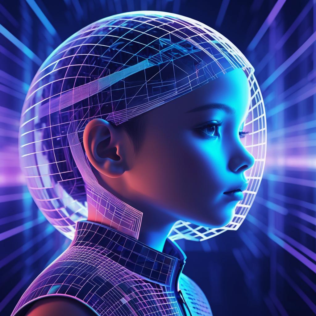 Futuristic Child Profile Abstract Render