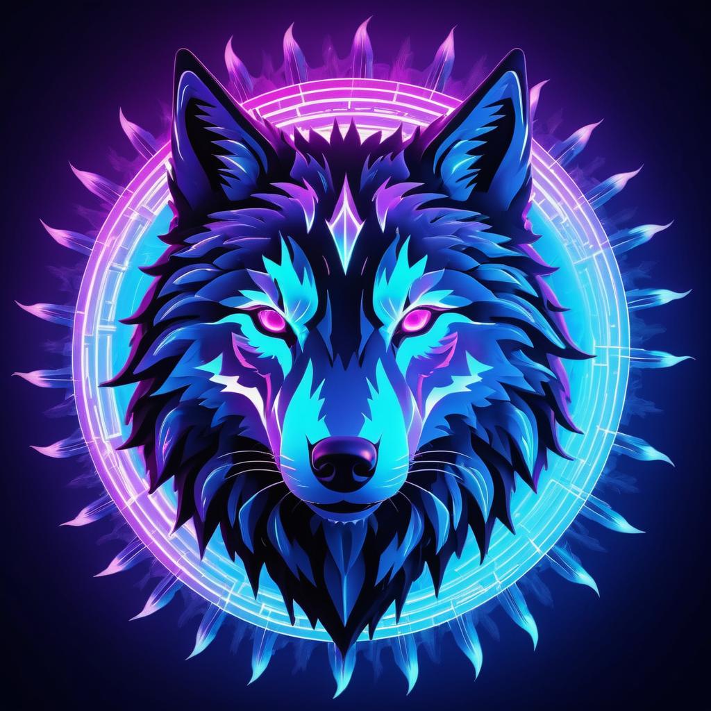 Majestic Radiant Wolf in Atomic Glow