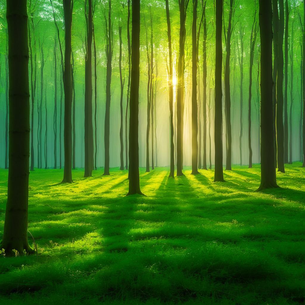 Serene Spring Dawn in Enchanted Forest