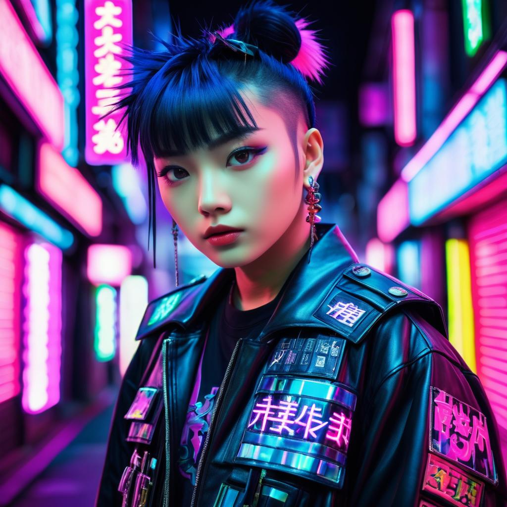 Vibrant Asian Dancer in Punk Fashion