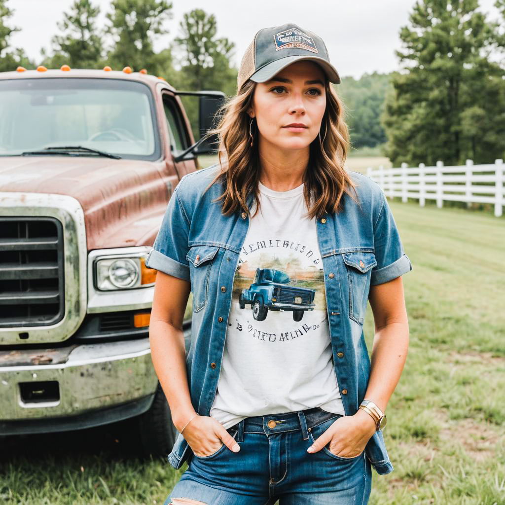 Surprised Trucker in Country Lifestyle Shoot